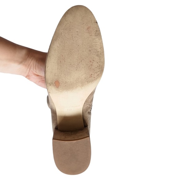 Marc Fisher Ileesia Tan Faux Suede Stretch Zipper Block Heel Bootie Size 11 - Picture 9 of 11